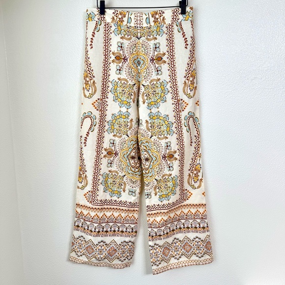 Zara Pants - ZARA High-Waisted Boho Linen-Blend Wide Leg Pants - Size S EUC